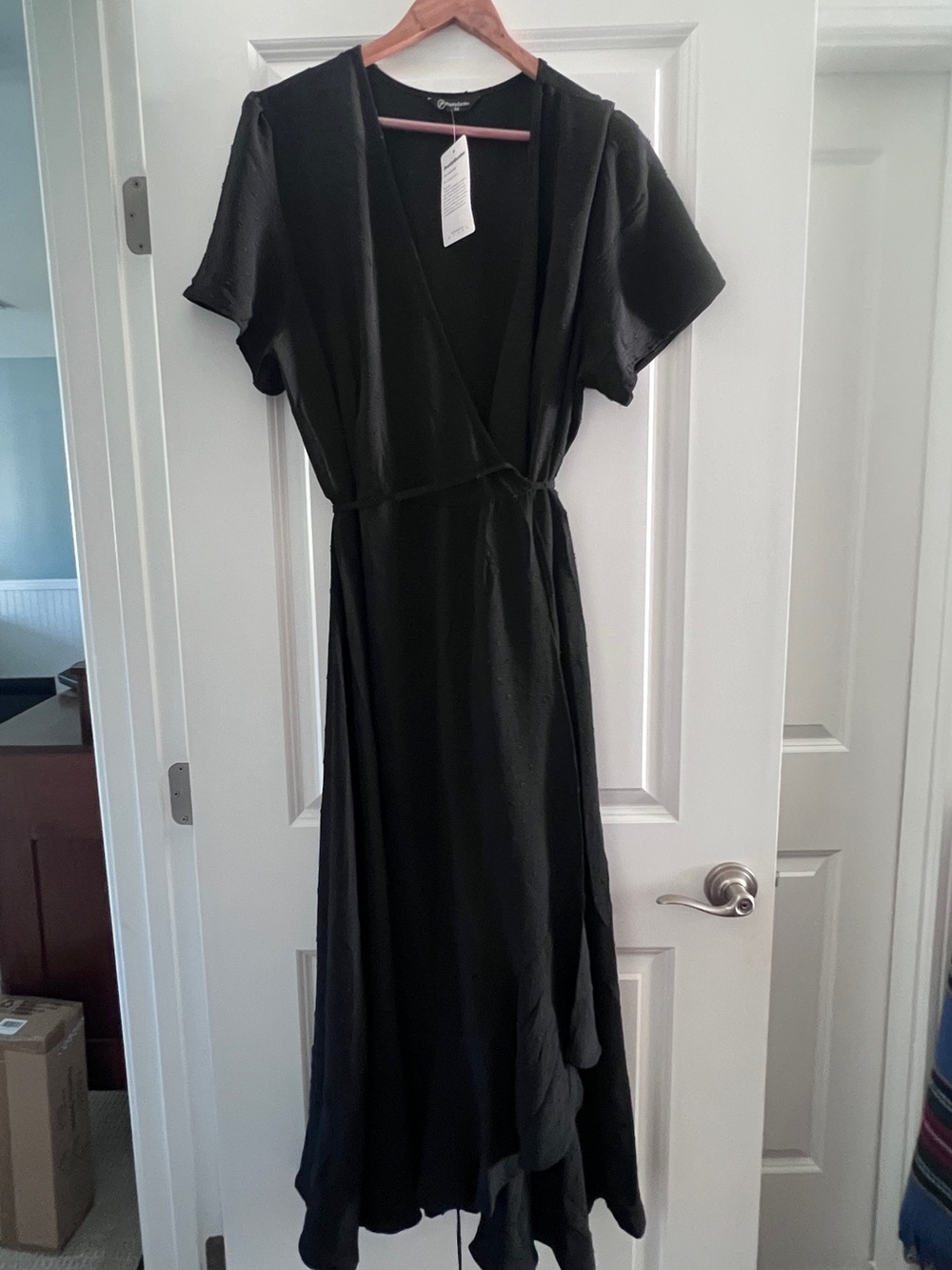 Black Wrap Midi Dress